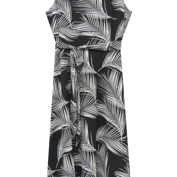 Karen Kane Handkerchief Hem Palm Print Dress 1X - Picture 3 of 4